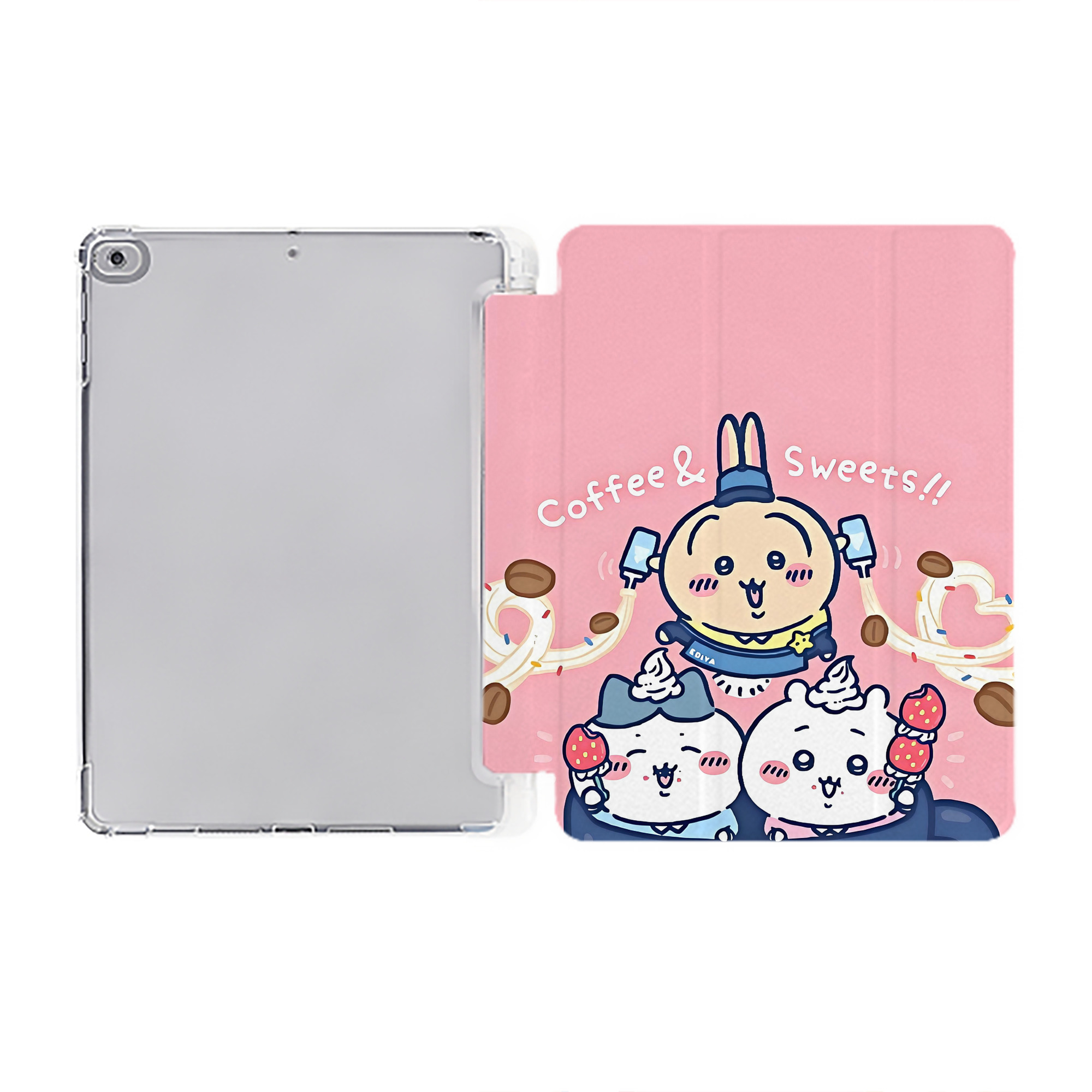 （画像用） ちいかわ Chii-kawa IPad ケース ペン収納付き 三つ折りスタンド PUレザー×シリコン 対応機種9.5/10.5/10.9インチ
